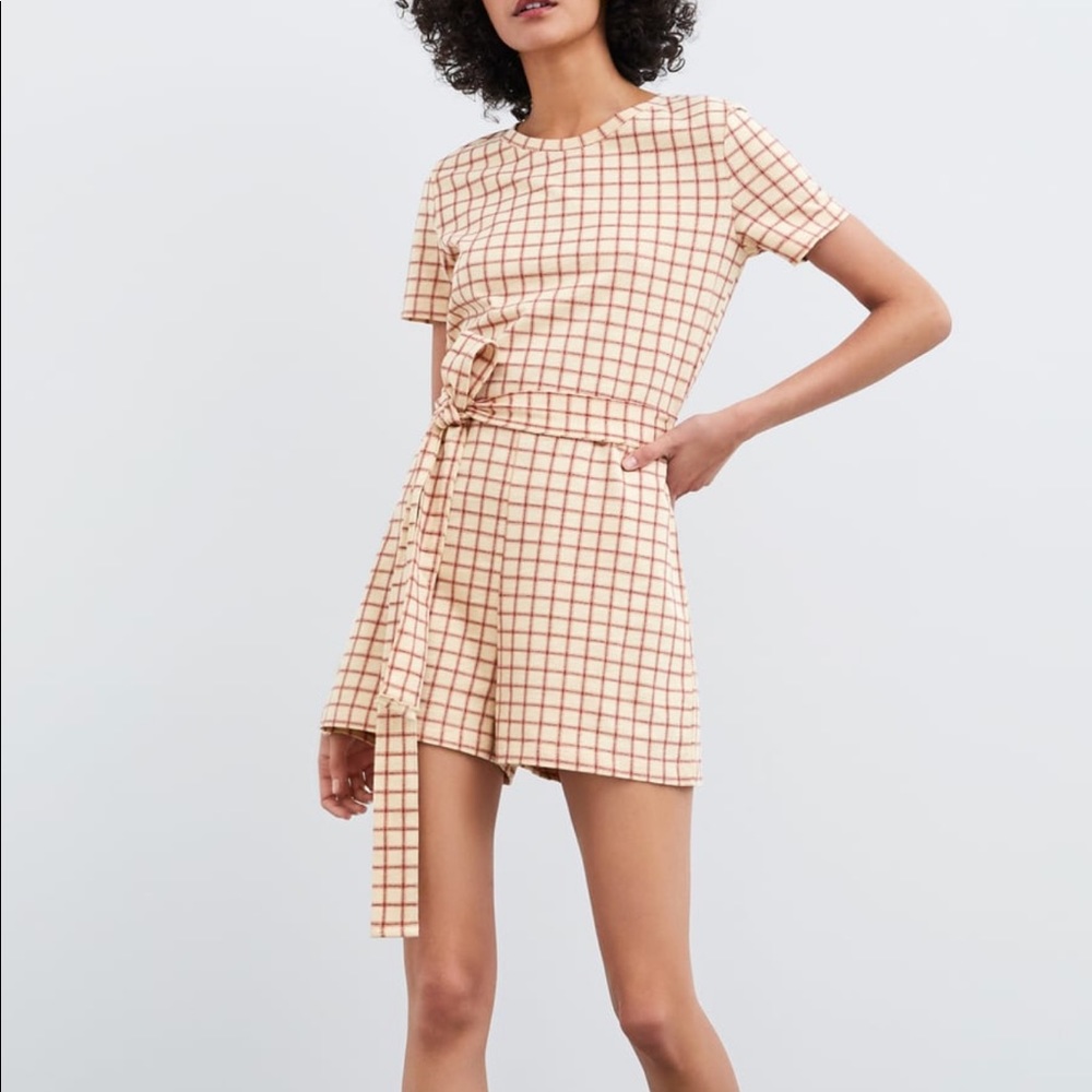 SOLD Zara Plaid Jumpsuit